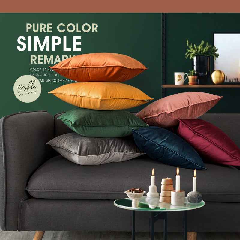 Nordic Velvet Pillow Cushion Solid Color Plush For Bedroom Decor